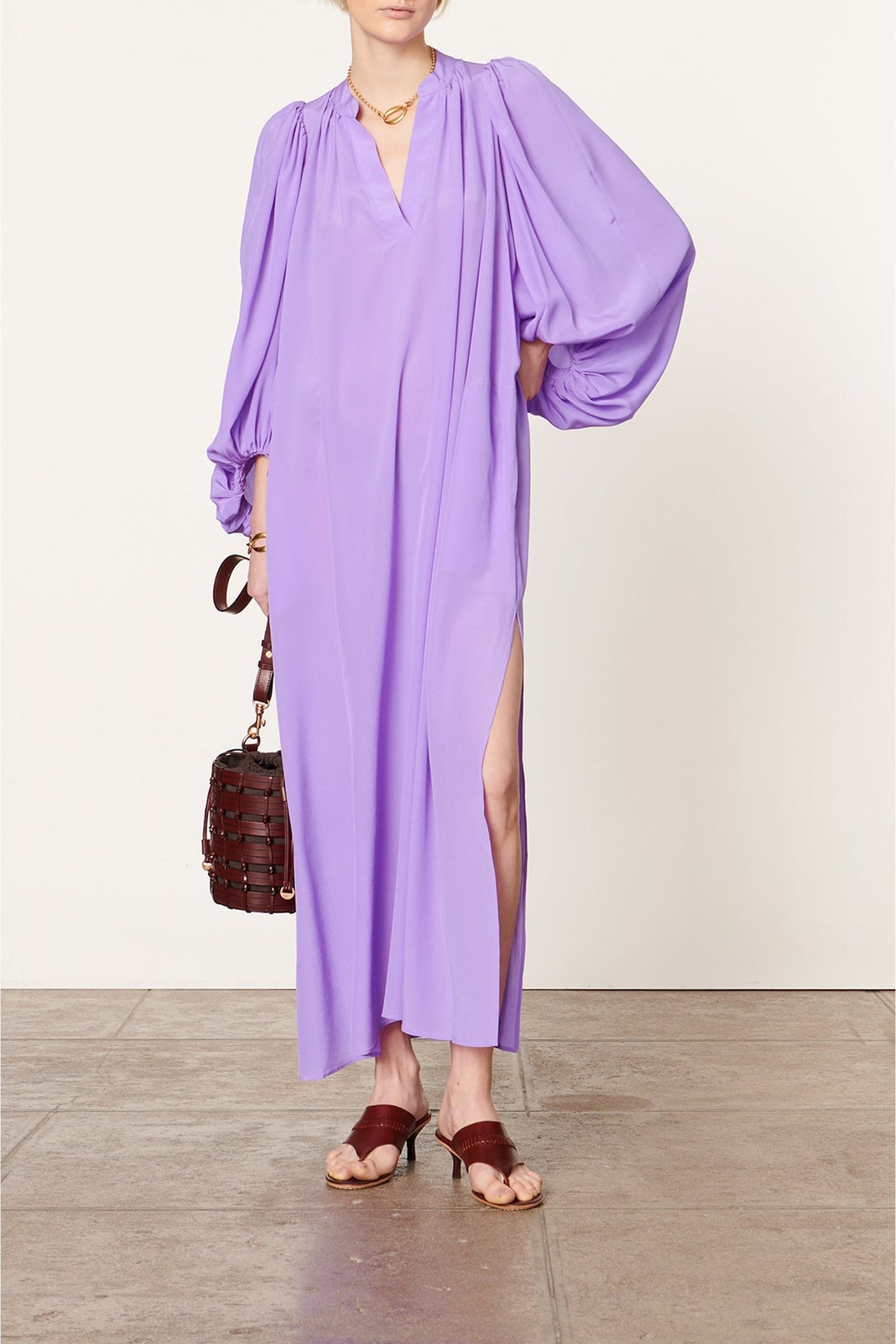 Robe longue Canessa en soie - Violet