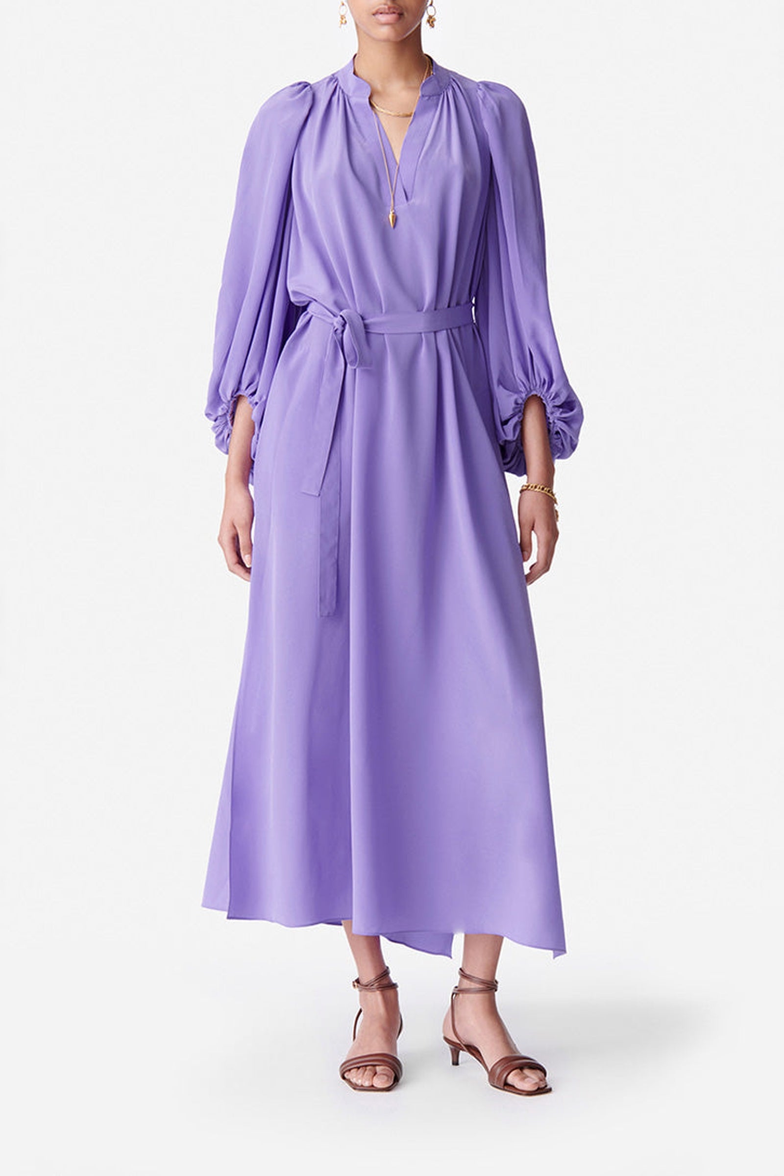Robe longue Canessa en soie - Violet