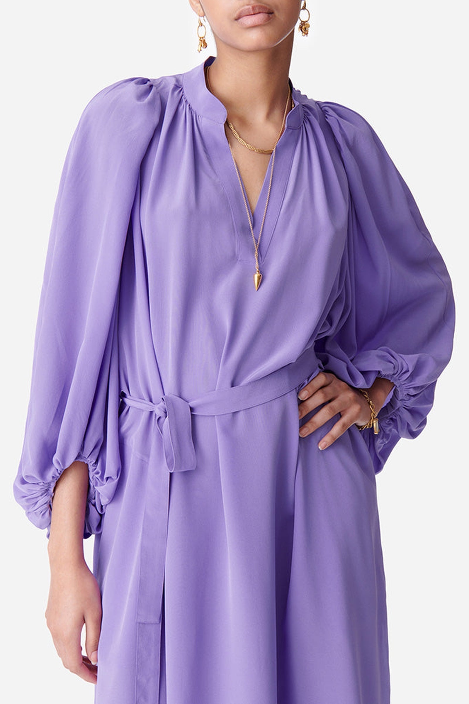 Robe longue Canessa en soie - Violet