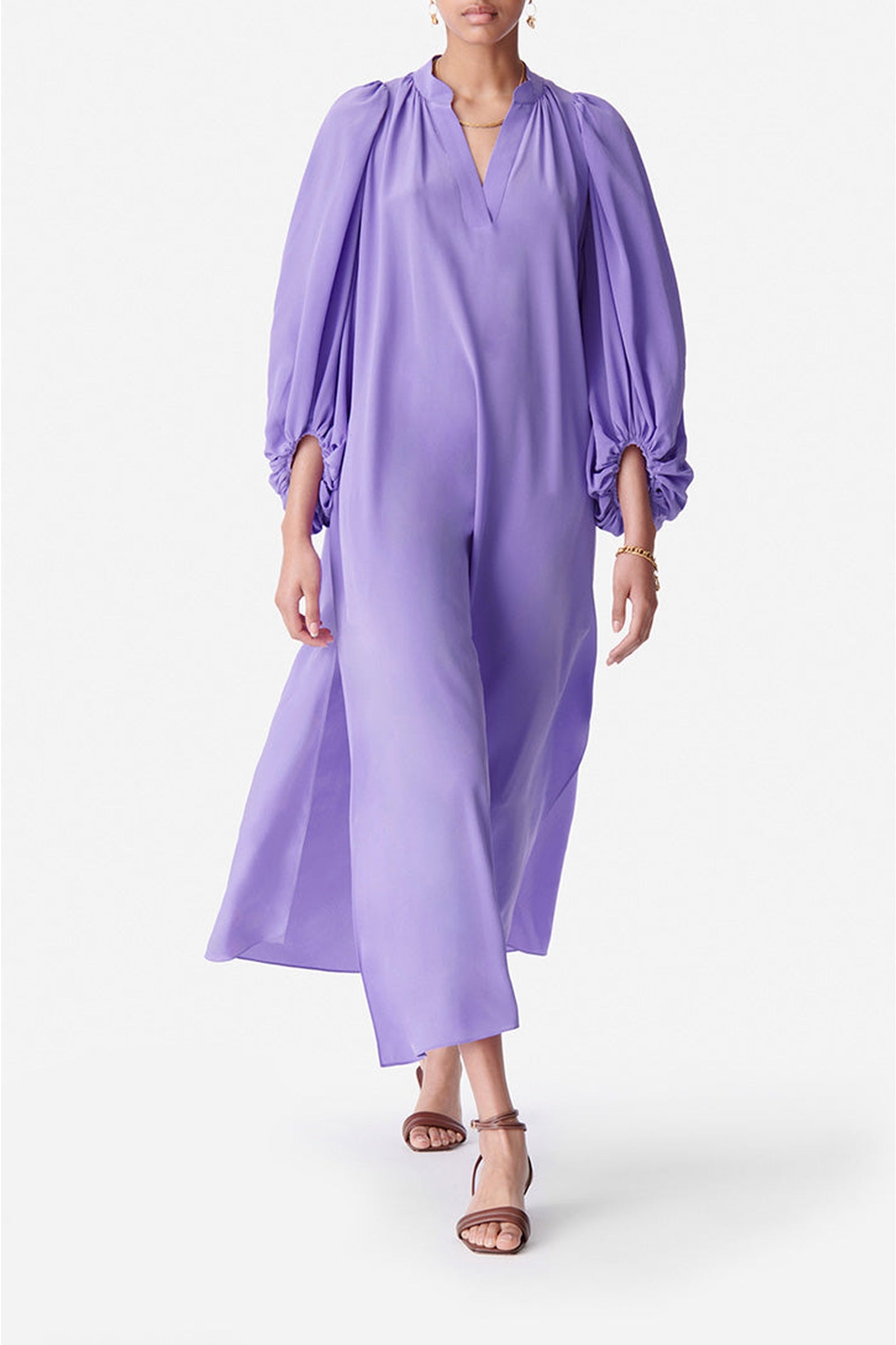 Robe longue Canessa en soie - Violet