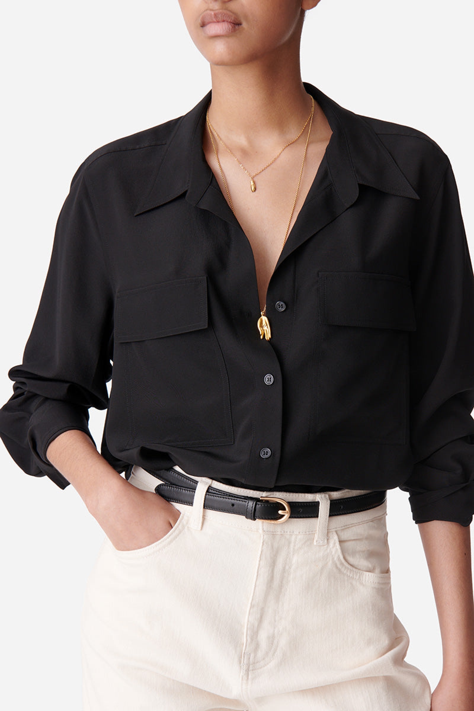 Chemise Demo en soie - Noir