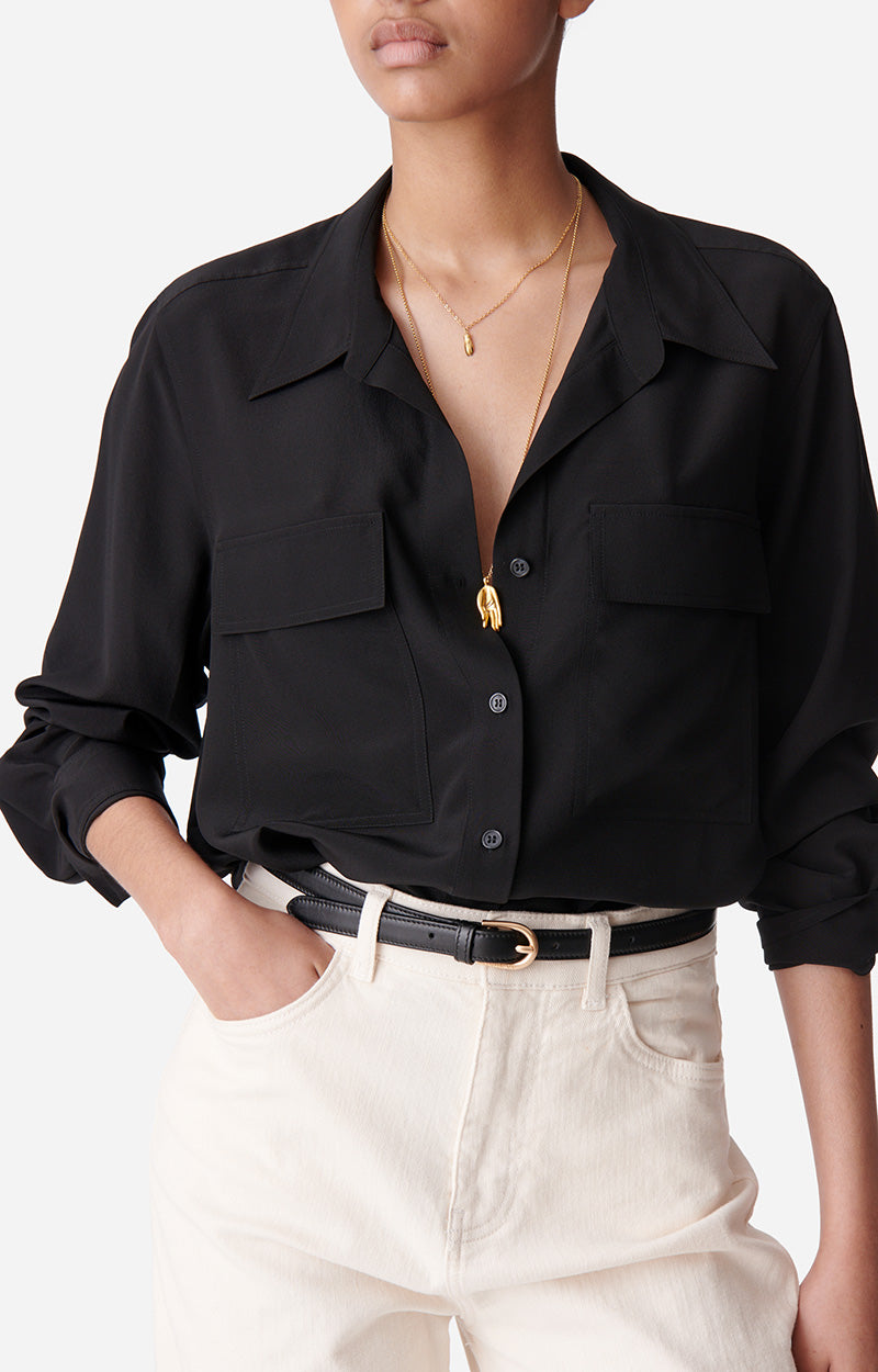 Chemise Demo en soie - Noir