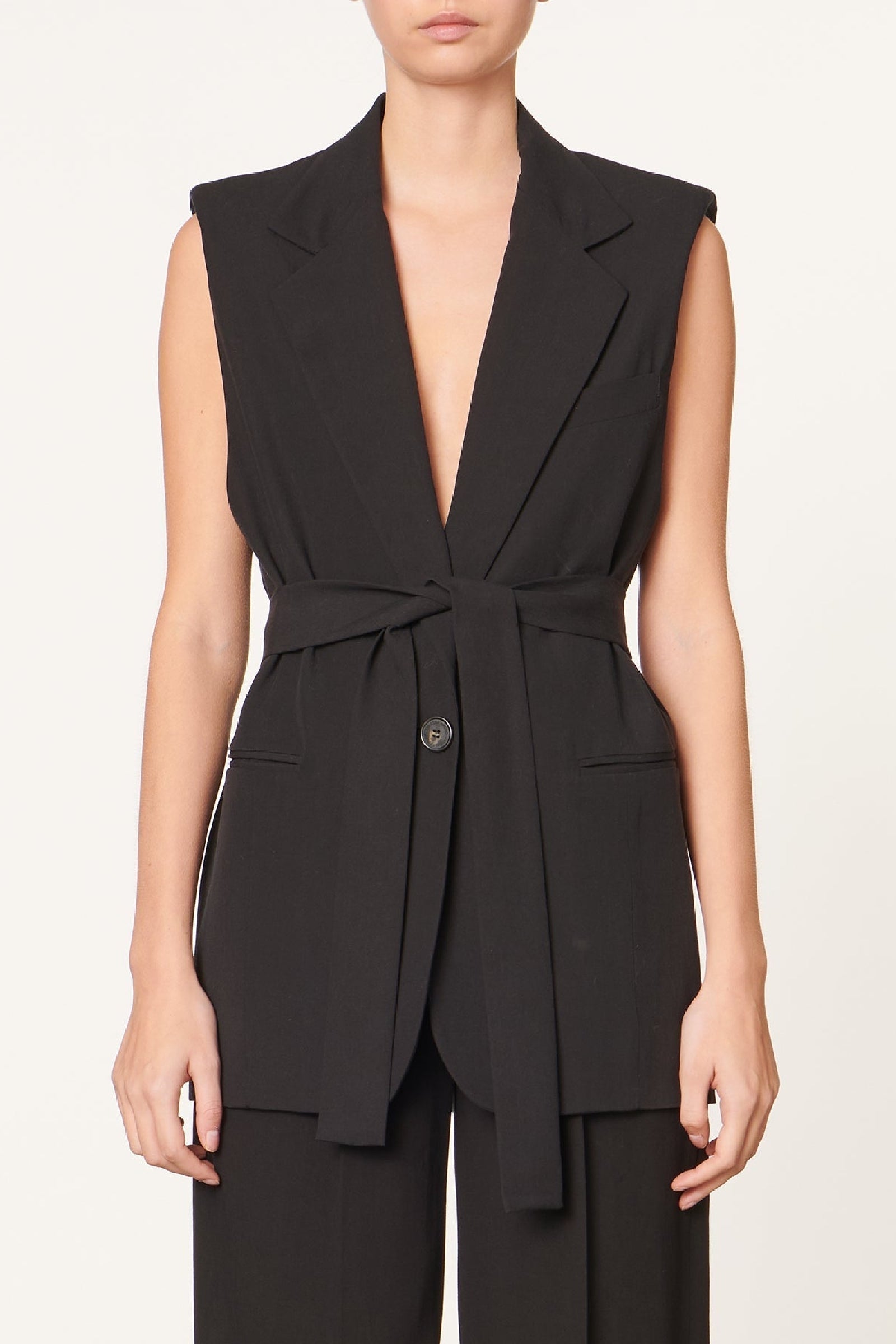 Christen sleeveless jacket - Black