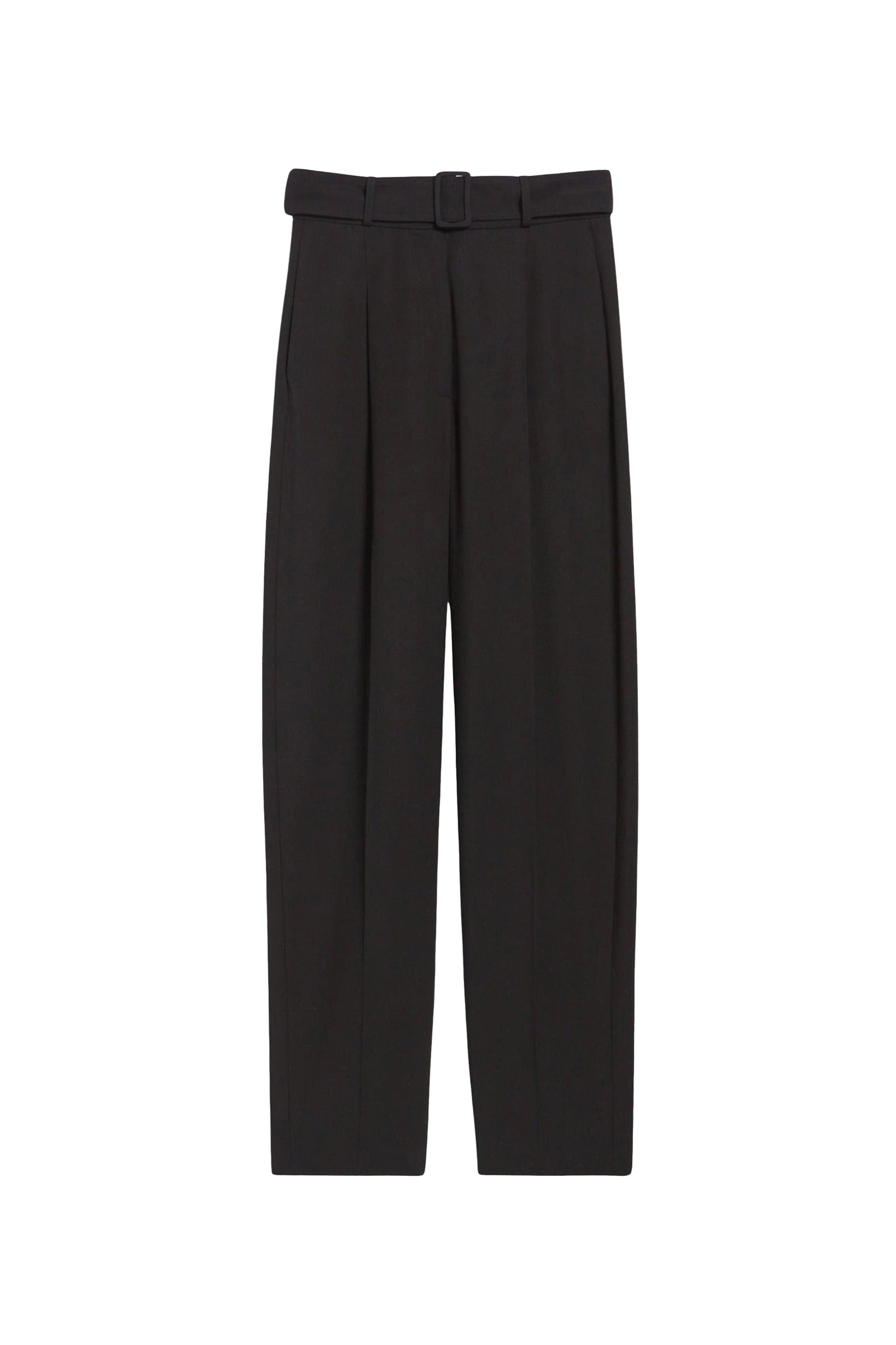 Pantalon ample à pinces avec ceinture - Noir