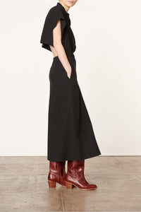 Robe longue à col V - Noir