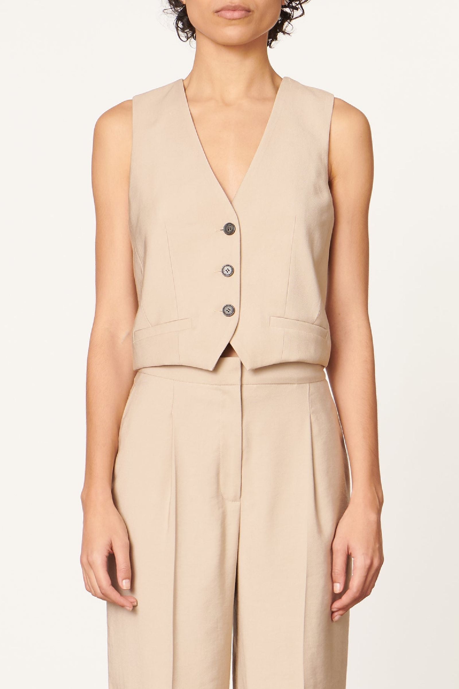 Gilet court sans manches Benson - Taupe