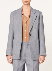 Blazer structuré Caline en lin mélangé - Bleu Chiné