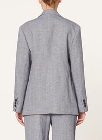 Blazer structuré Caline en lin mélangé - Bleu Chiné