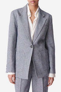 Blazer structuré Caline en lin mélangé - Bleu Chiné