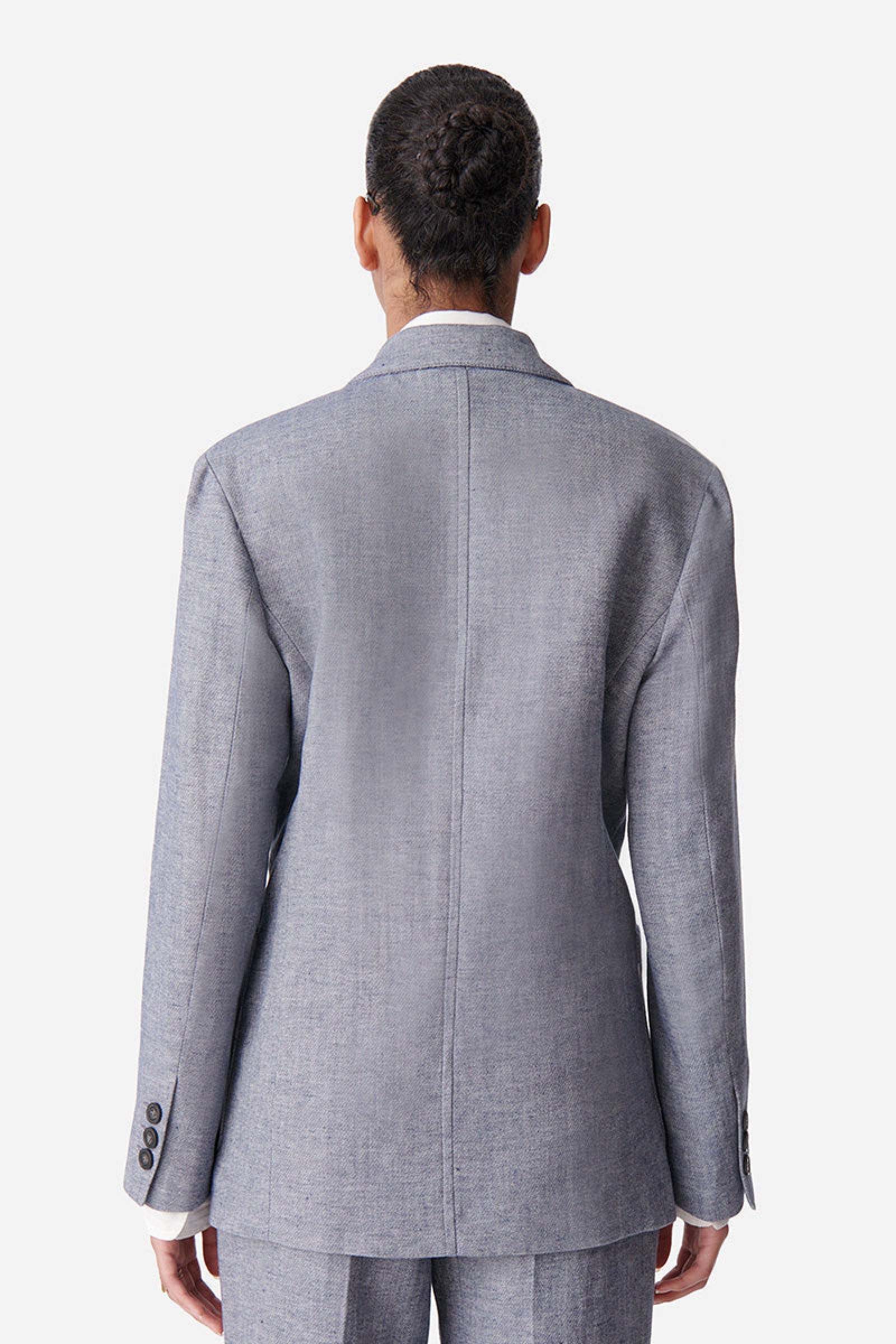 Blazer structuré Caline en lin mélangé - Bleu Chiné