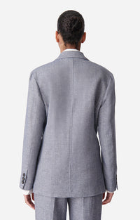 Blazer structuré Caline en lin mélangé - Bleu Chiné