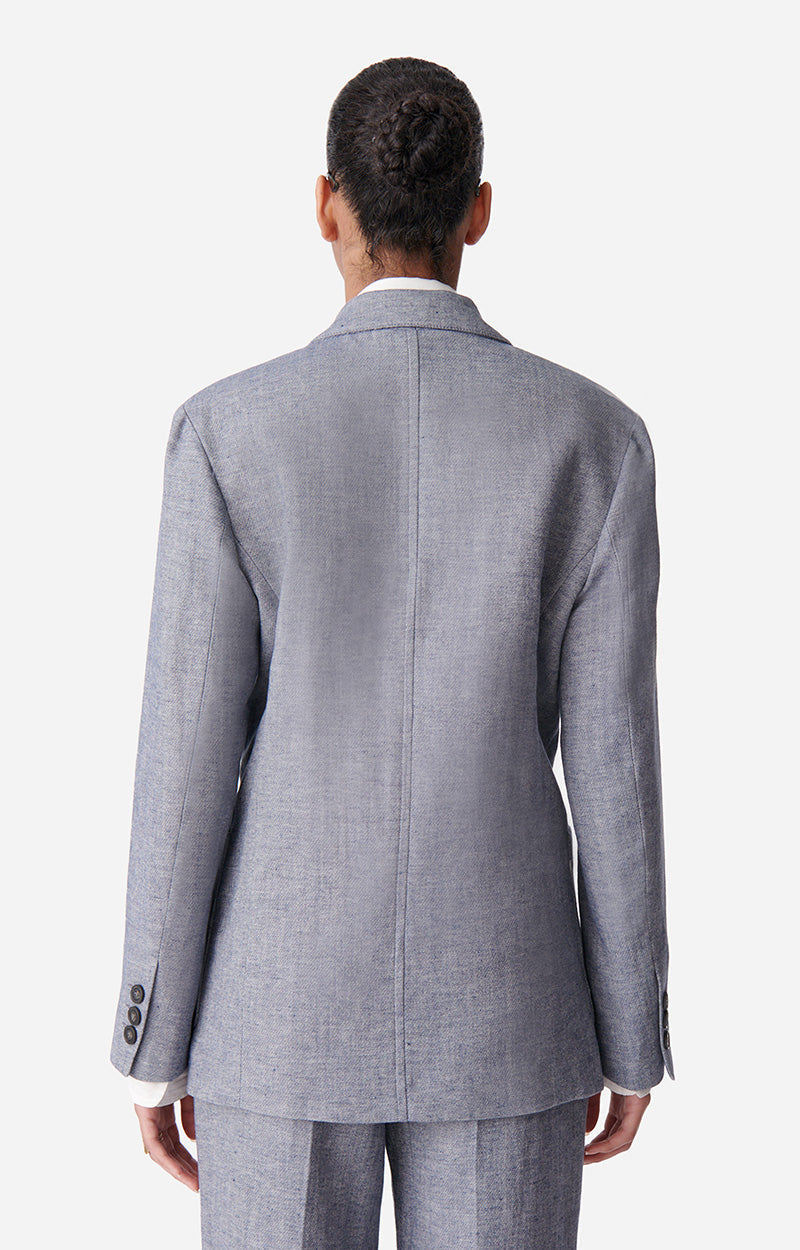 Blazer structuré Caline en lin mélangé - Bleu Chiné