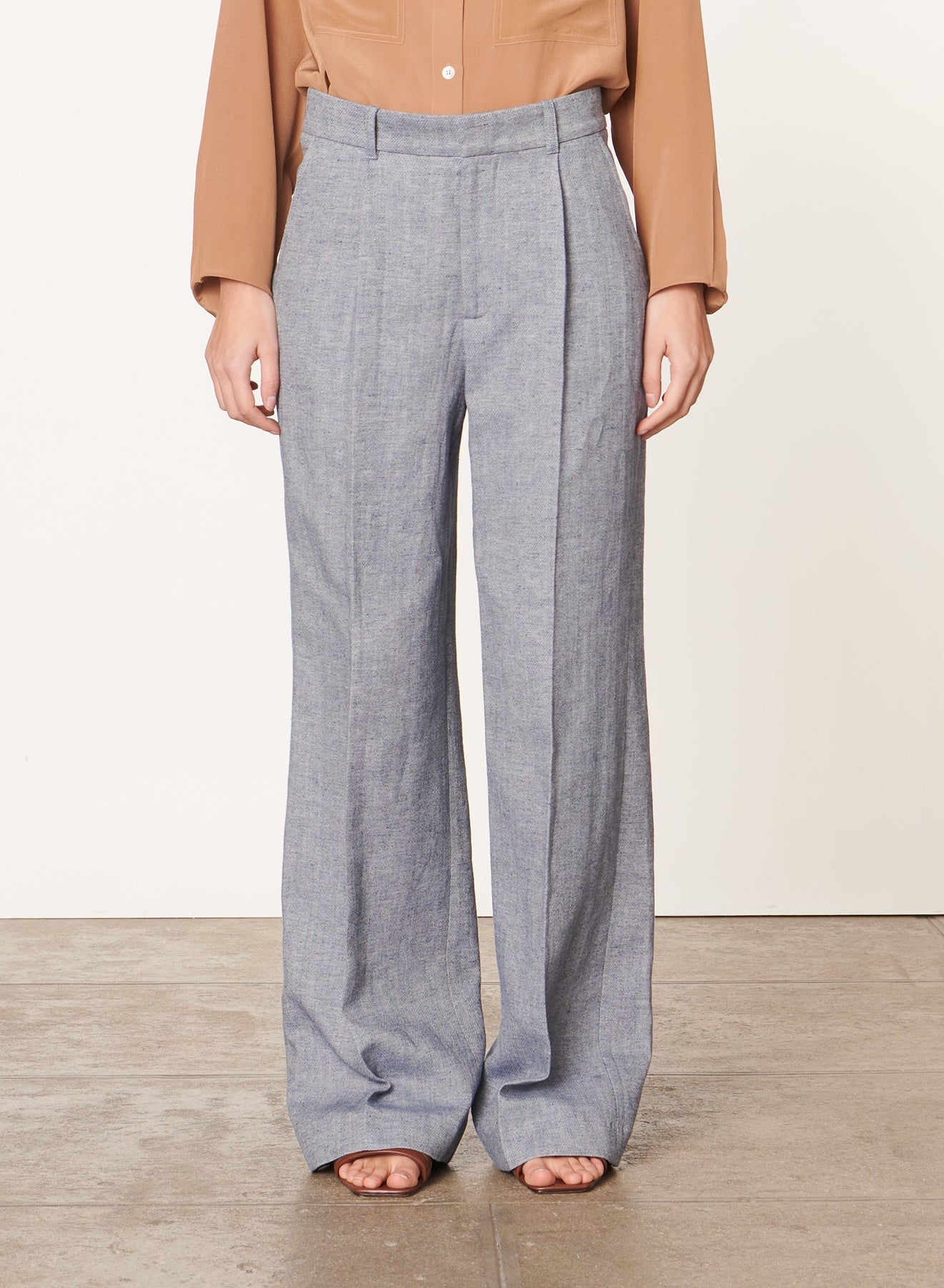 Pantalon Cyrano en lin mélangé - Bleu Chiné