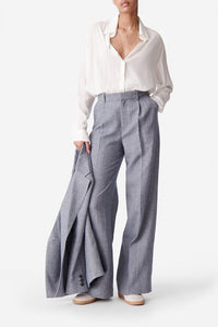 Pantalon Cyrano en lin mélangé - Bleu Chiné
