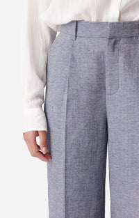 Pantalon Cyrano en lin mélangé - Bleu Chiné