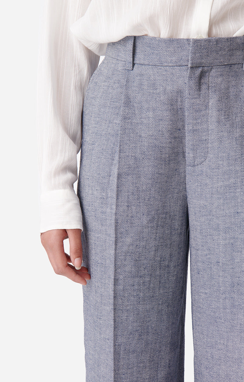 Pantalon Cyrano en lin mélangé - Bleu Chiné