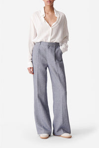 Pantalon Cyrano en lin mélangé - Bleu Chiné
