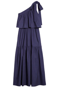 Robe longue asymétrique Cora en coton - Encre