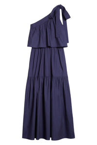 RECO : 130 // Robe longue asymétrique Cora en coton - Encre