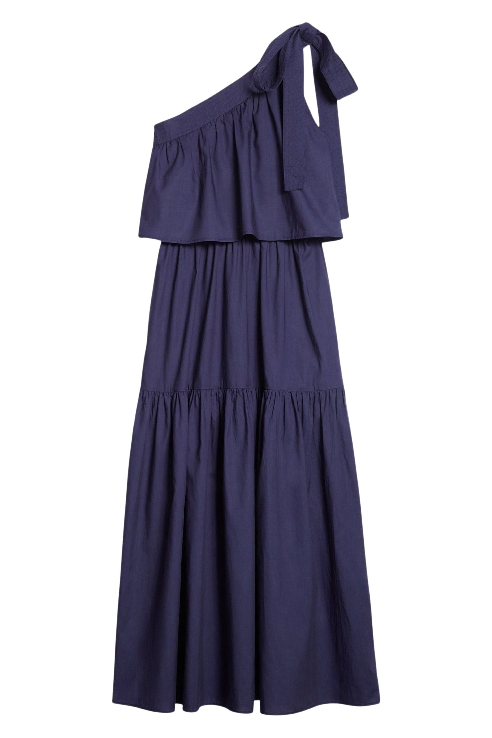 RECO : 130 // Robe longue asymétrique Cora en coton - Encre