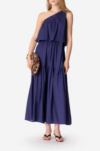 RECO : 130 // Robe longue asymétrique Cora en coton - Encre