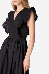 Ermione long cotton dress - Black