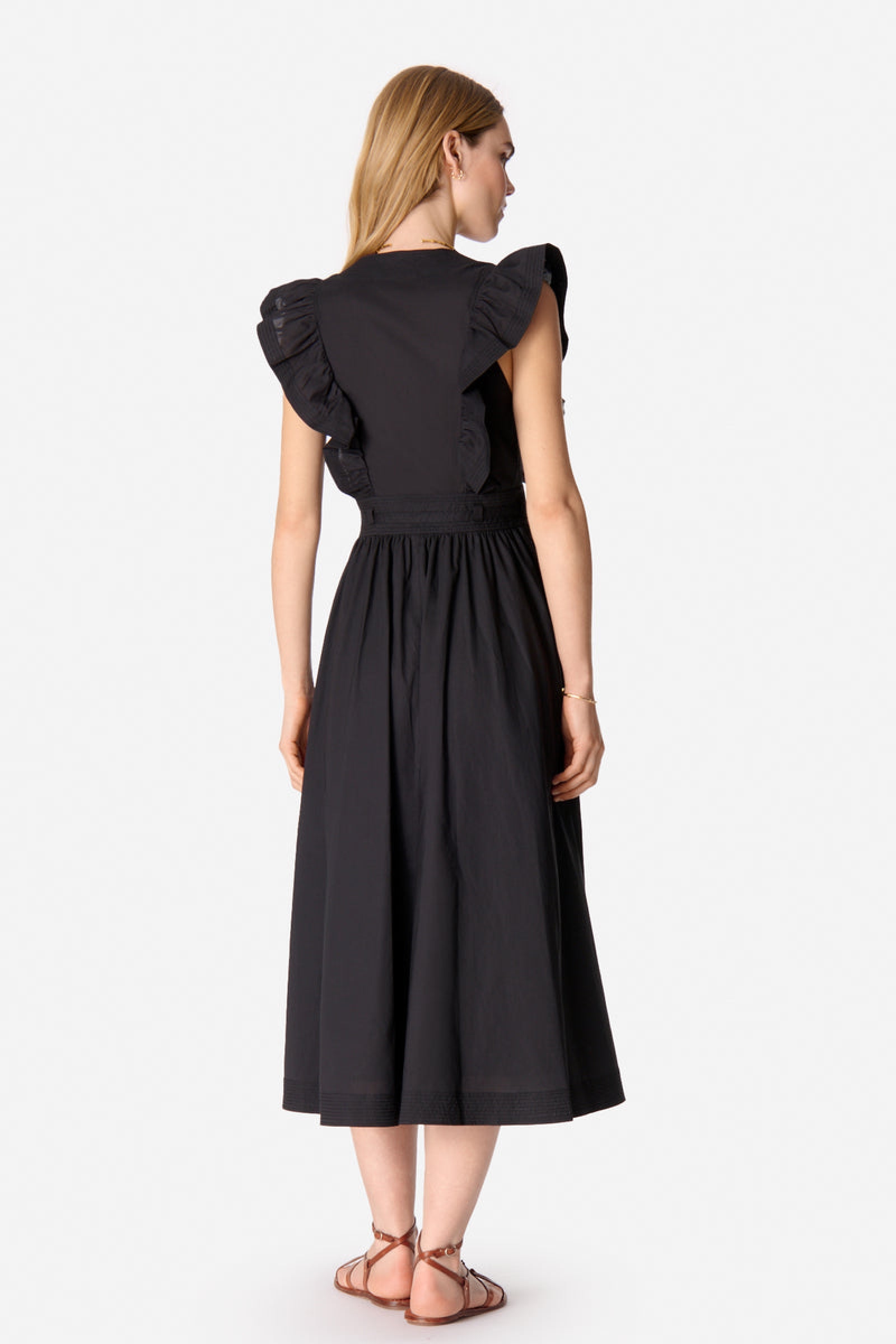 Ermione long cotton dress - Black