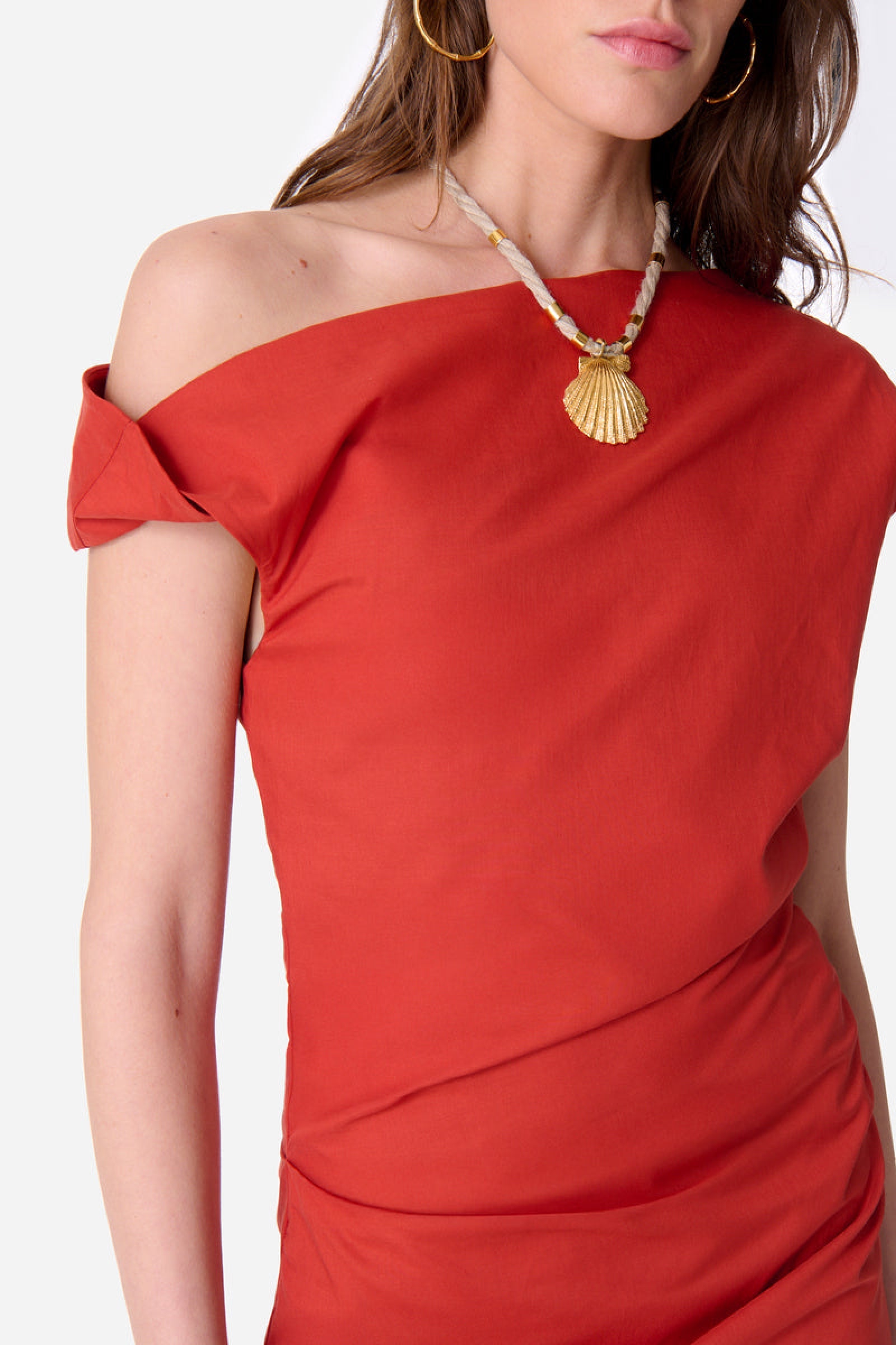 Robe courte Eleysa en coton - Brique