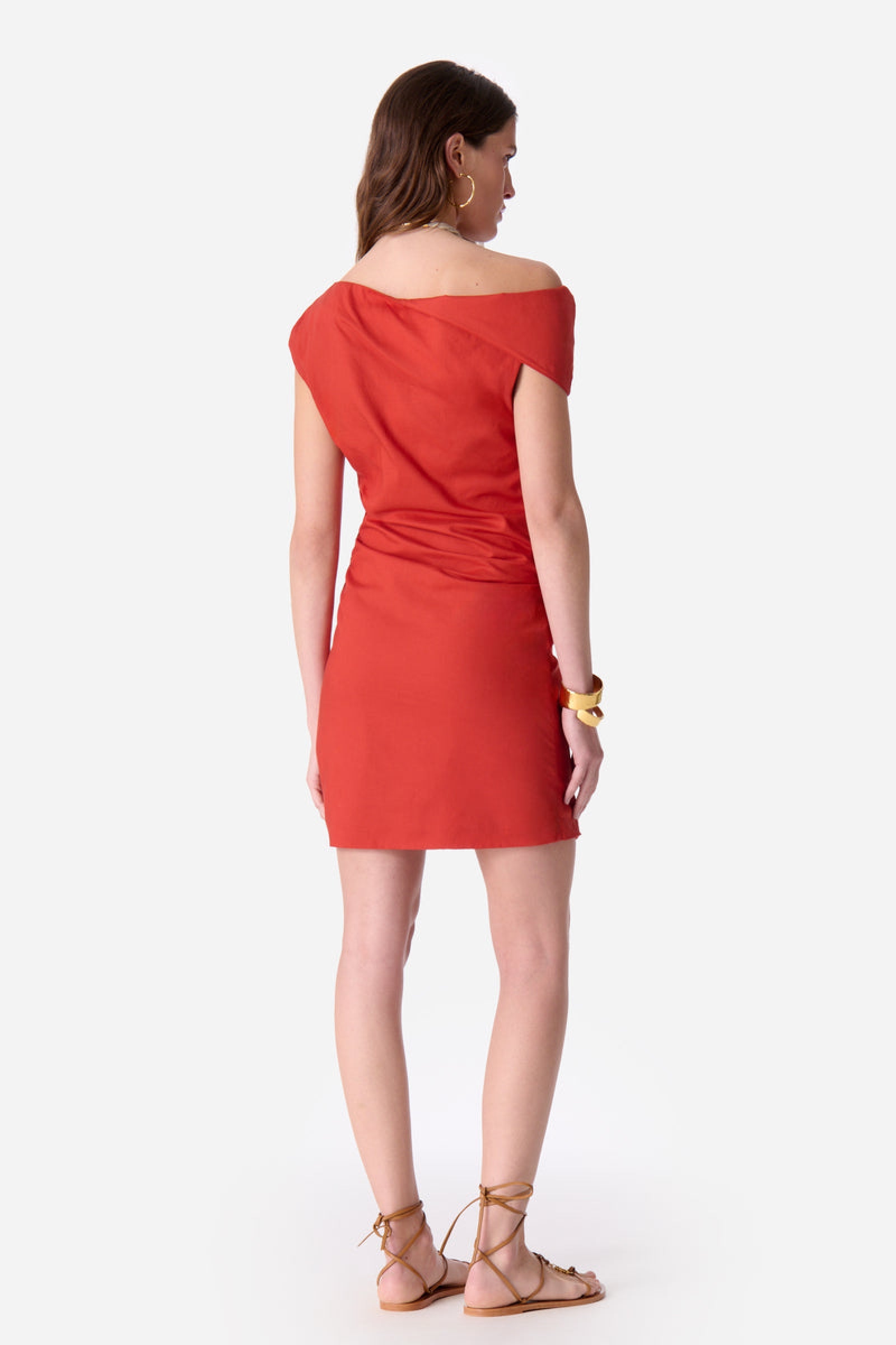 Robe courte Eleysa en coton - Brique