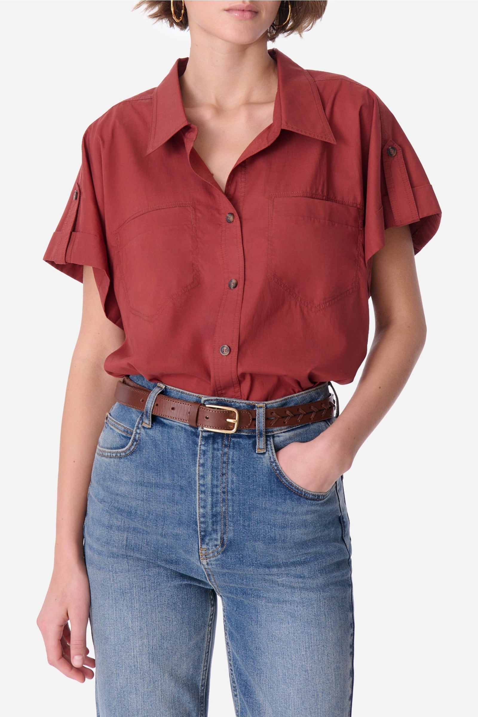 Chemise droite à manches courtes Eloen - Roux