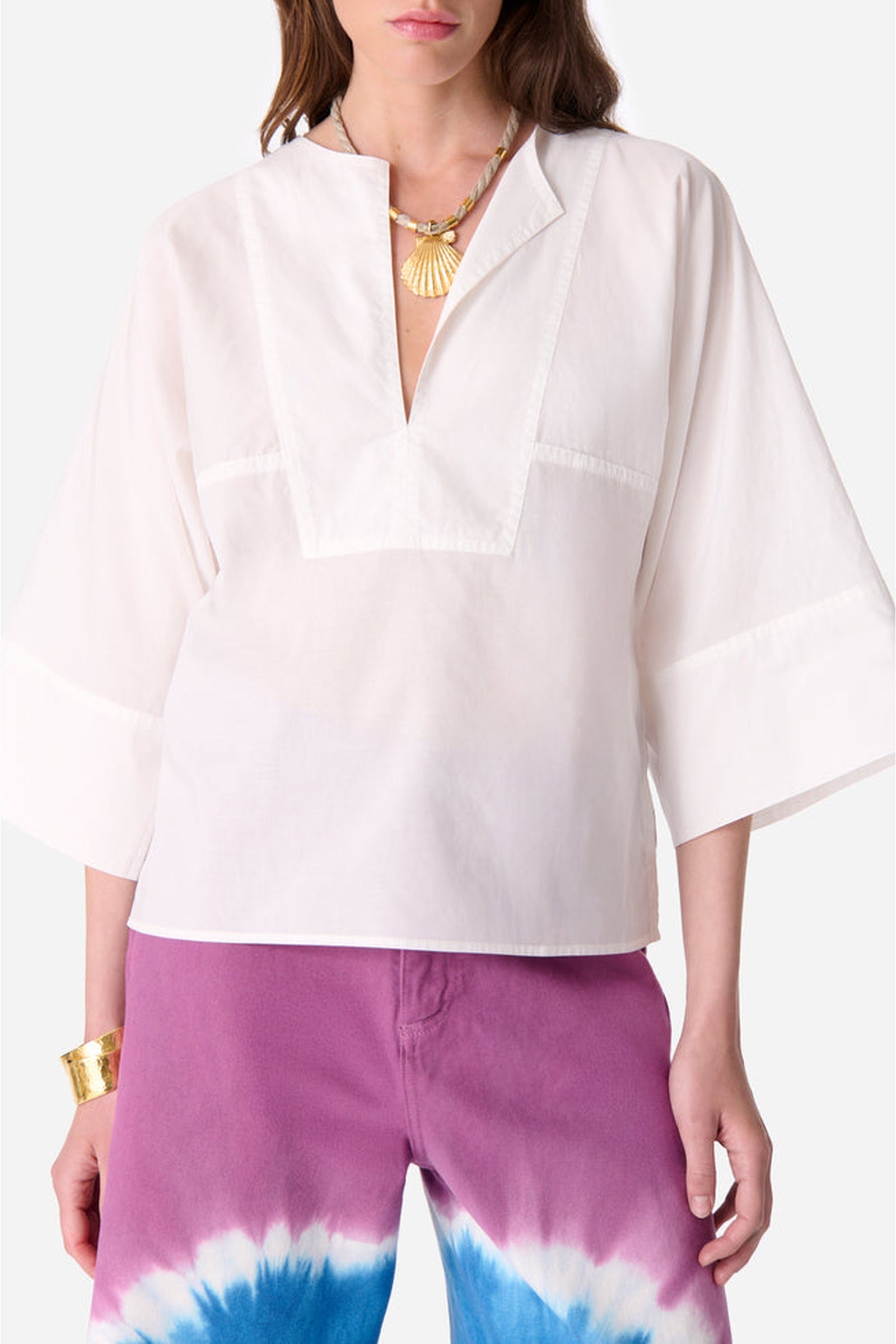 Blouse à manches courtes - Écru
