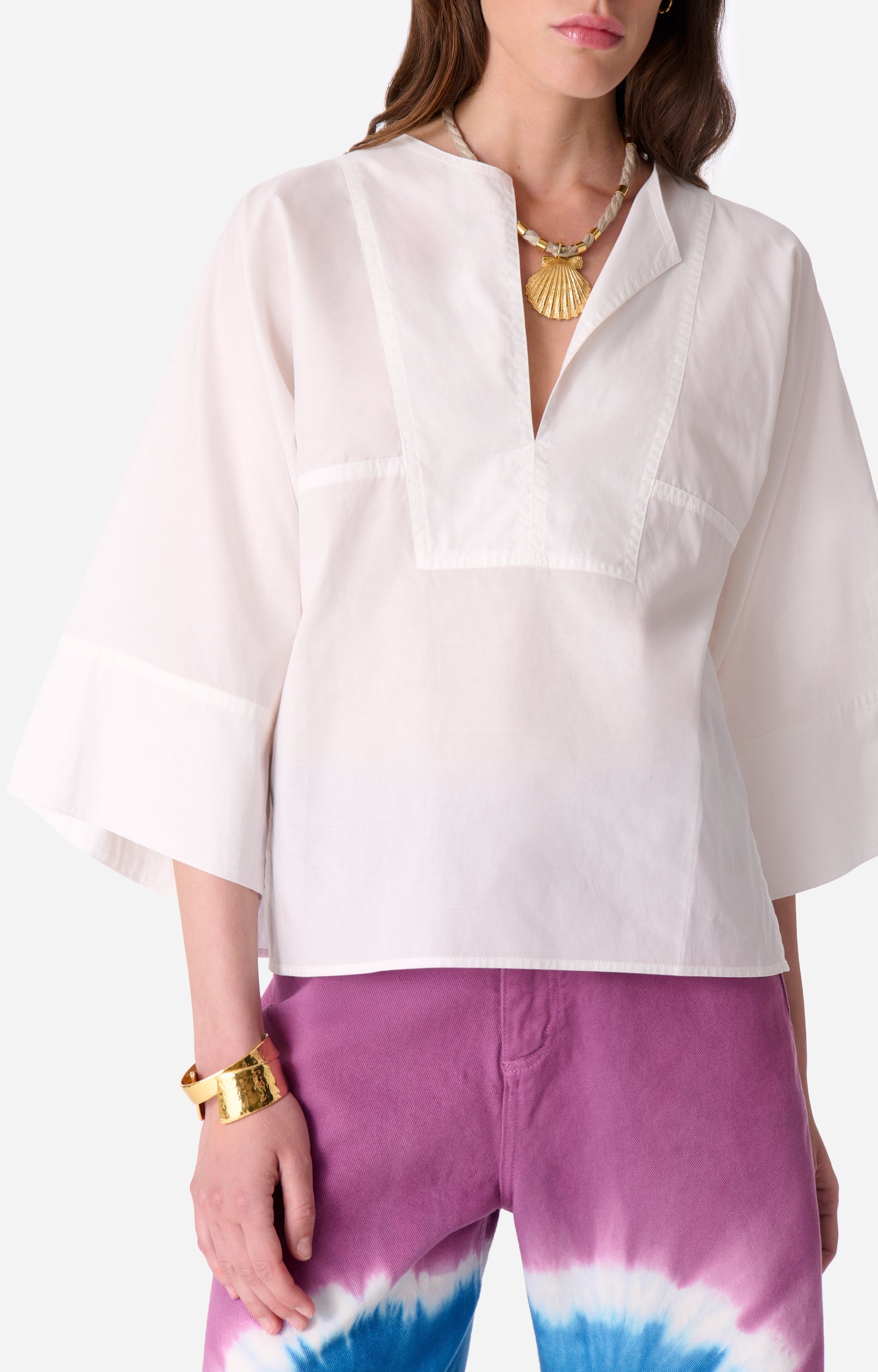 Blouse à manches courtes - Écru