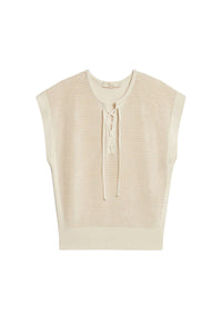 Elson V-neck sleeveless T-shirt - Ecru