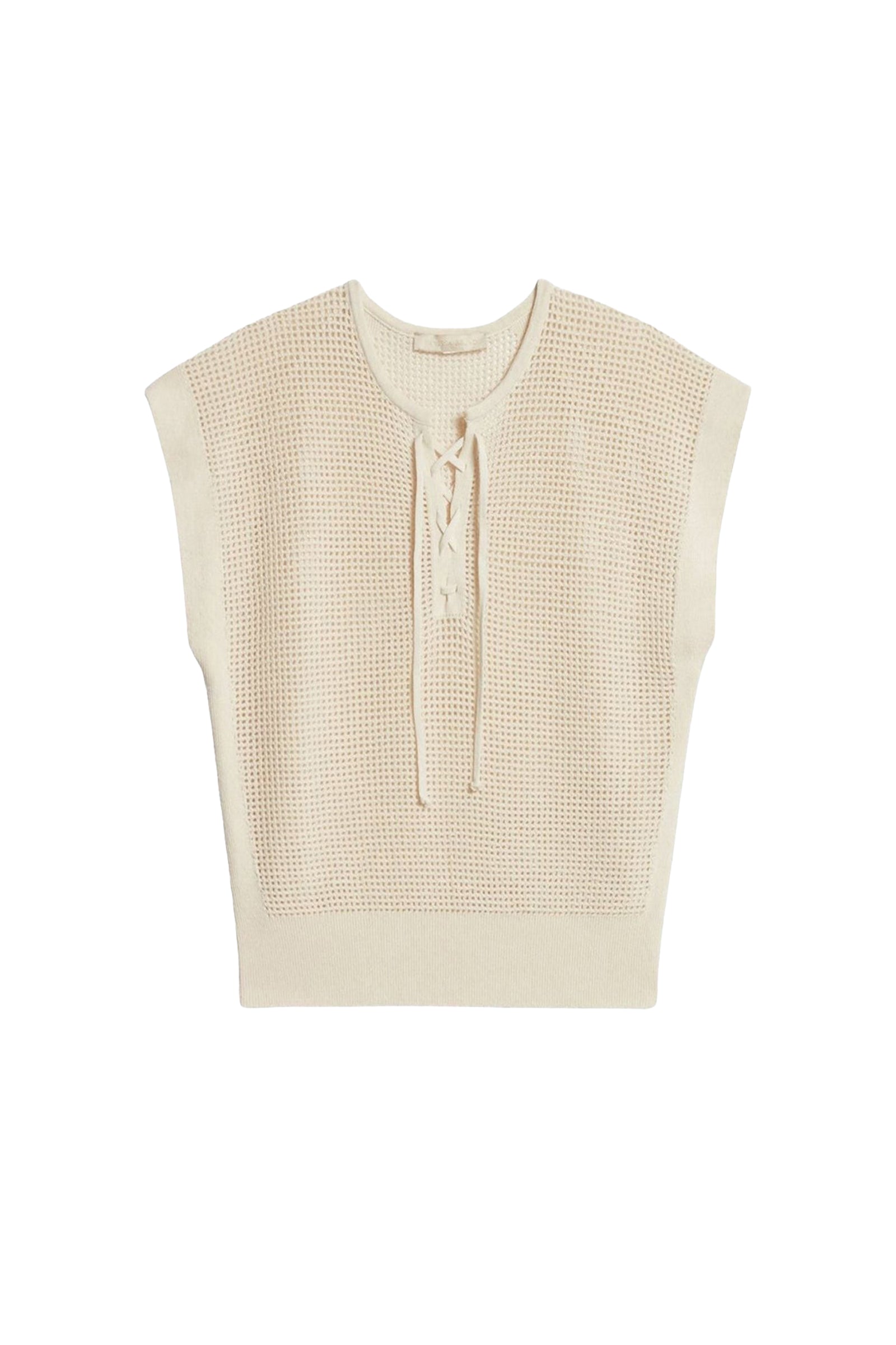 Elson V-neck sleeveless T-shirt - Ecru