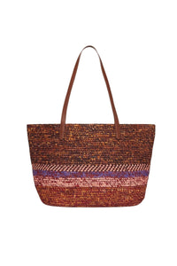 Panier porté épaule en raphia - Multicolore & Biscuit