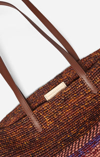Panier porté épaule en raphia - Multicolore & Biscuit
