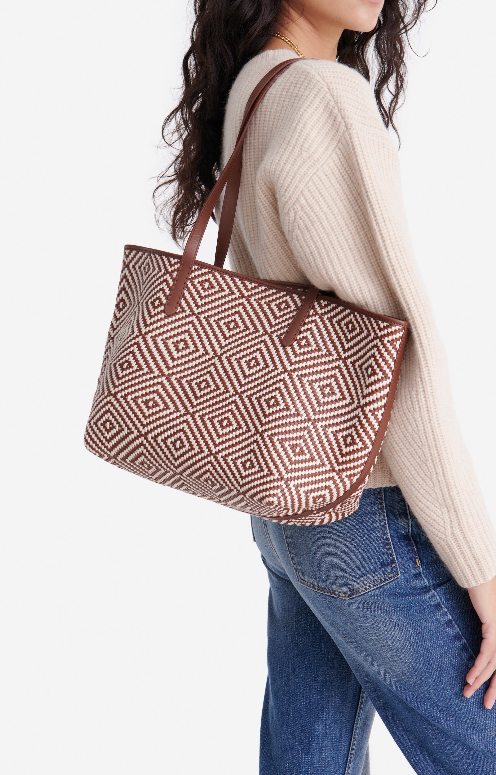 3 QTY RELIQUAT 180 // COGNAC / Panier en Cuir et Coton - COGNAC