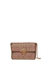 2 QTY RELIQUAT 220 // COGNAC / Petit Sac Moon en Cuir Tressé - COGNAC