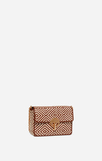 2 QTY RELIQUAT 220 // COGNAC / Petit Sac Moon en Cuir Tressé - COGNAC