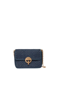 1 QTY RELIQUAT 220 // DENIM / Petit Sac Moon en Cuir Tressé - DENIM