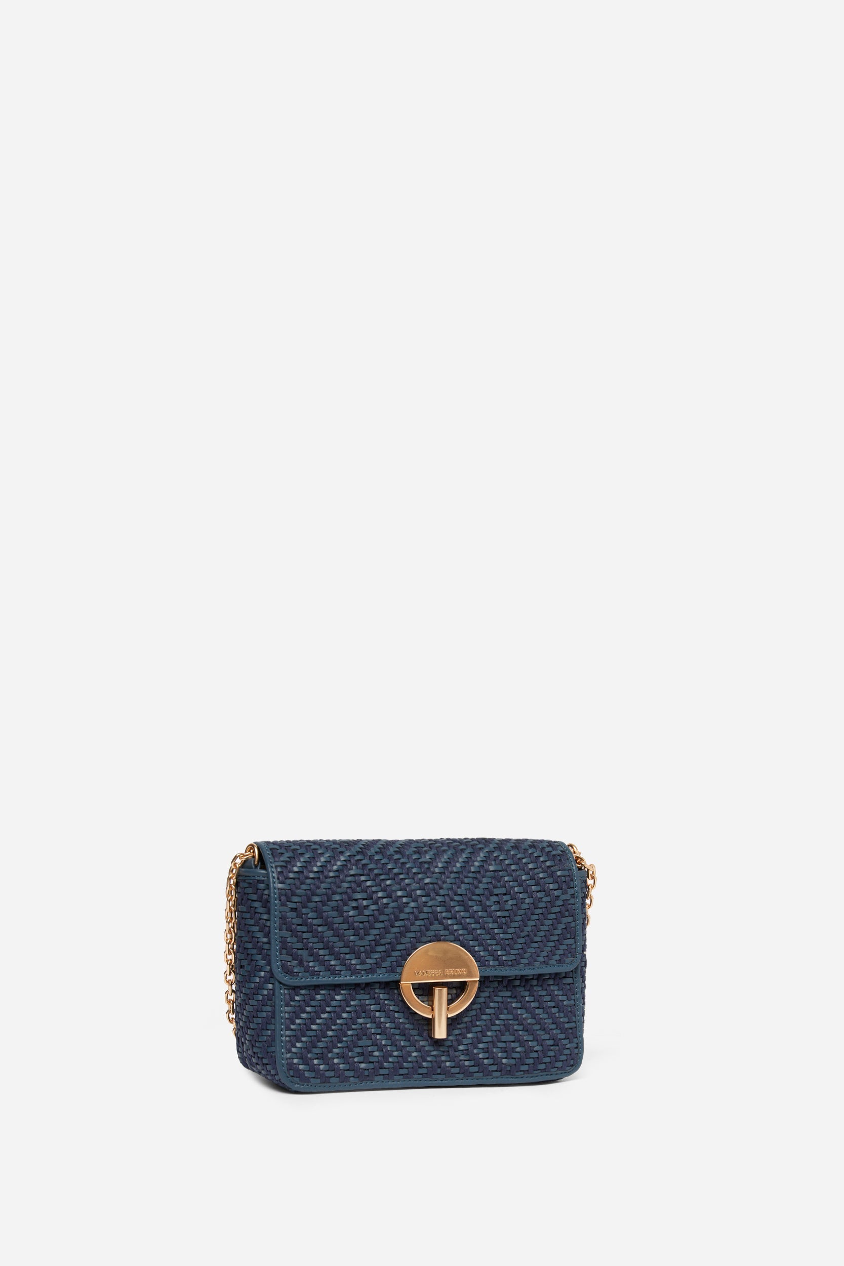 1 QTY RELIQUAT 220 // DENIM / Petit Sac Moon en Cuir Tressé - DENIM