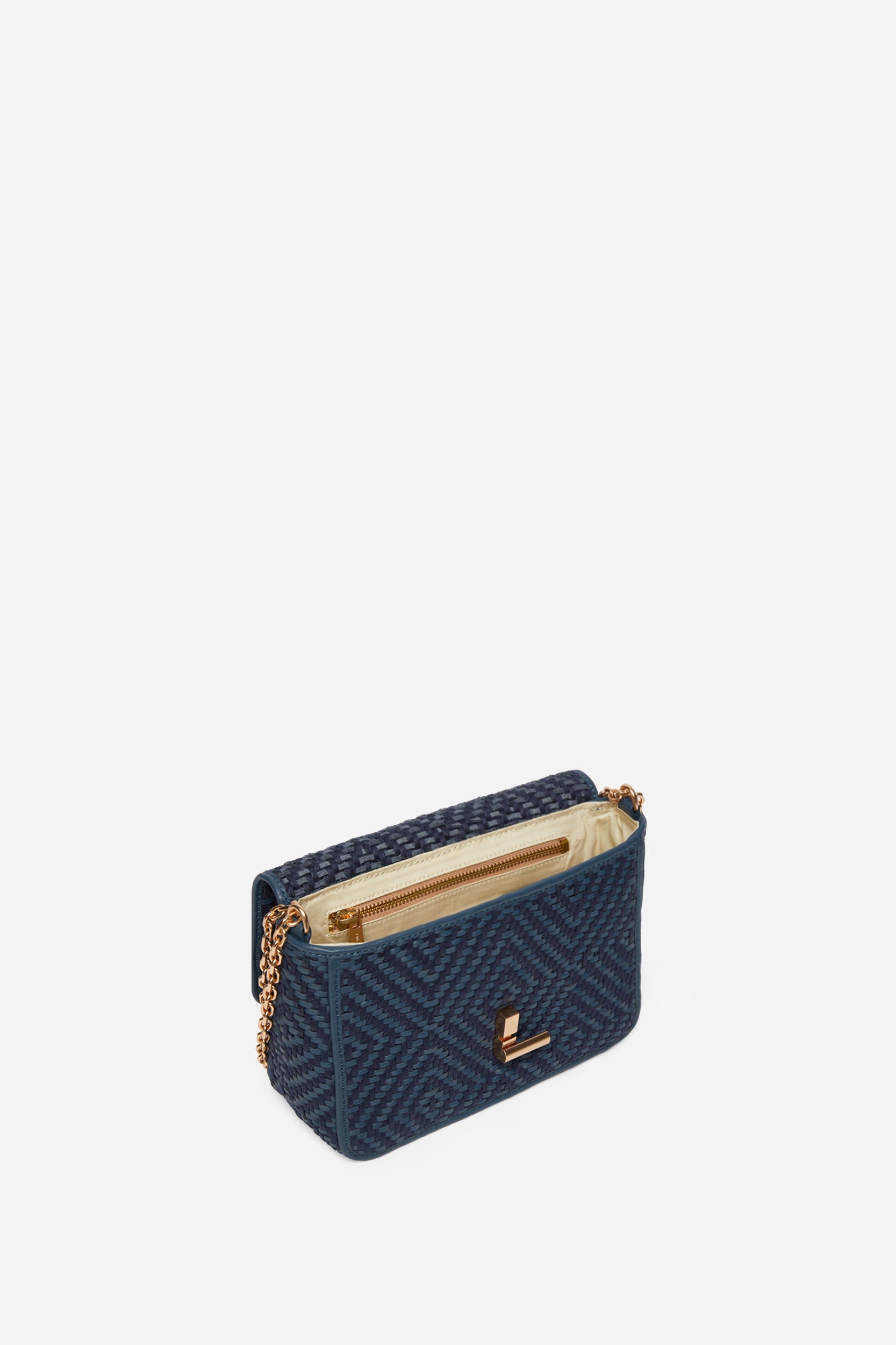 1 QTY RELIQUAT 220 // DENIM / Petit Sac Moon en Cuir Tressé - DENIM