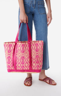 Cabas L en raphia - Fushia
