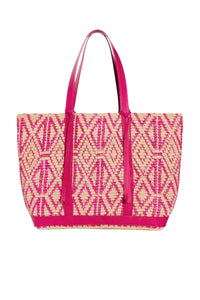 Cabas L en raphia - Fushia