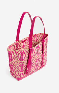 Cabas L en raphia - Fushia