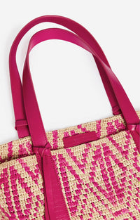 Cabas L en raphia - Fushia