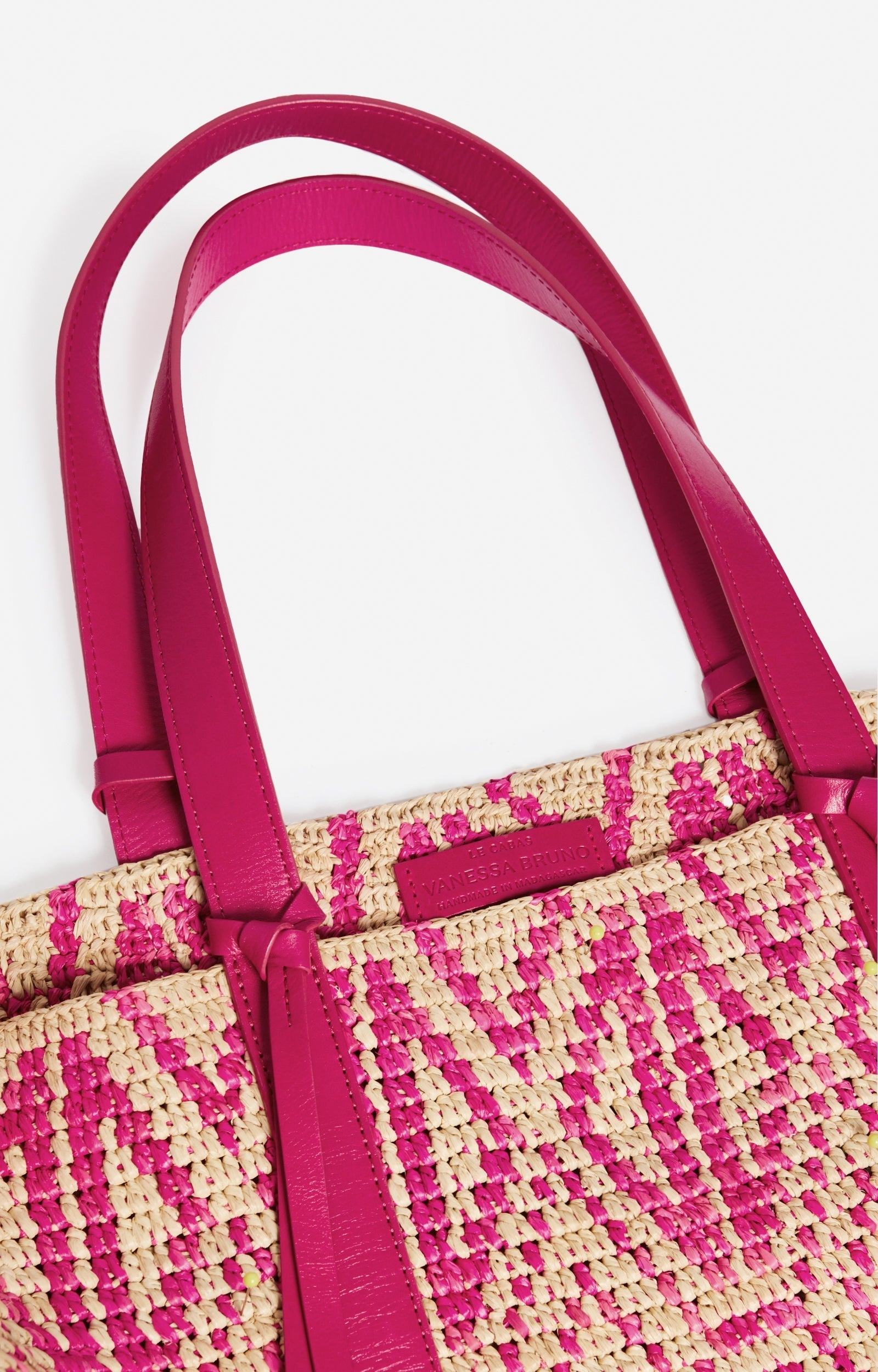 Cabas L en raphia - Fushia