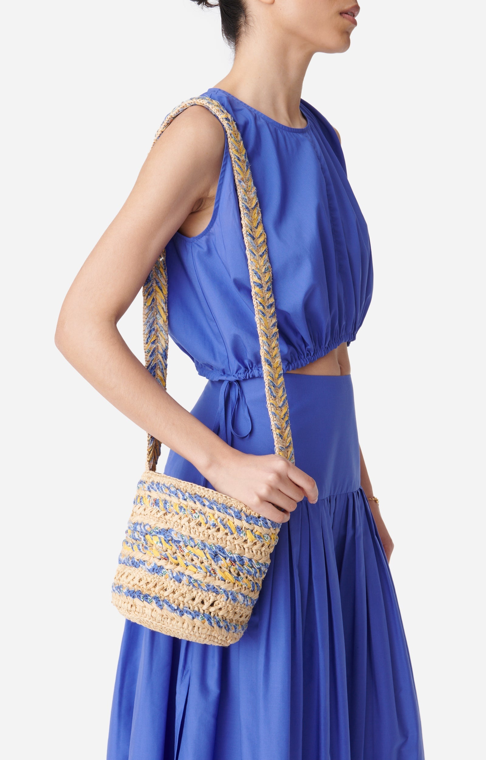 Petit sac seau en raphia - Multicolore