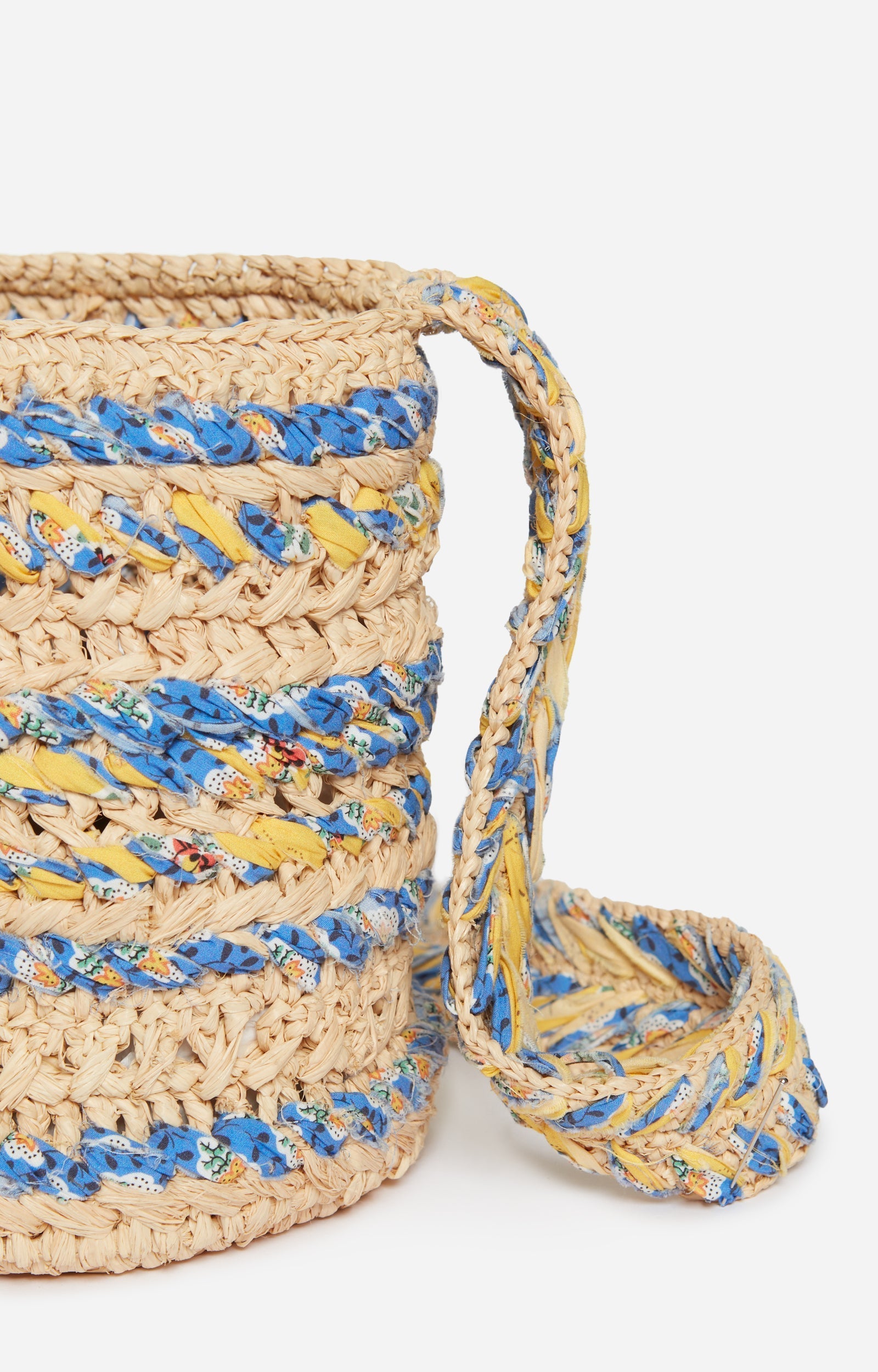 Petit sac seau en raphia - Multicolore