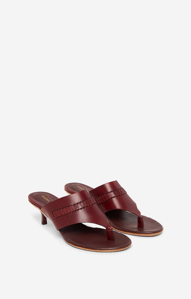 Mules à talons 45 en cuir - Betterave